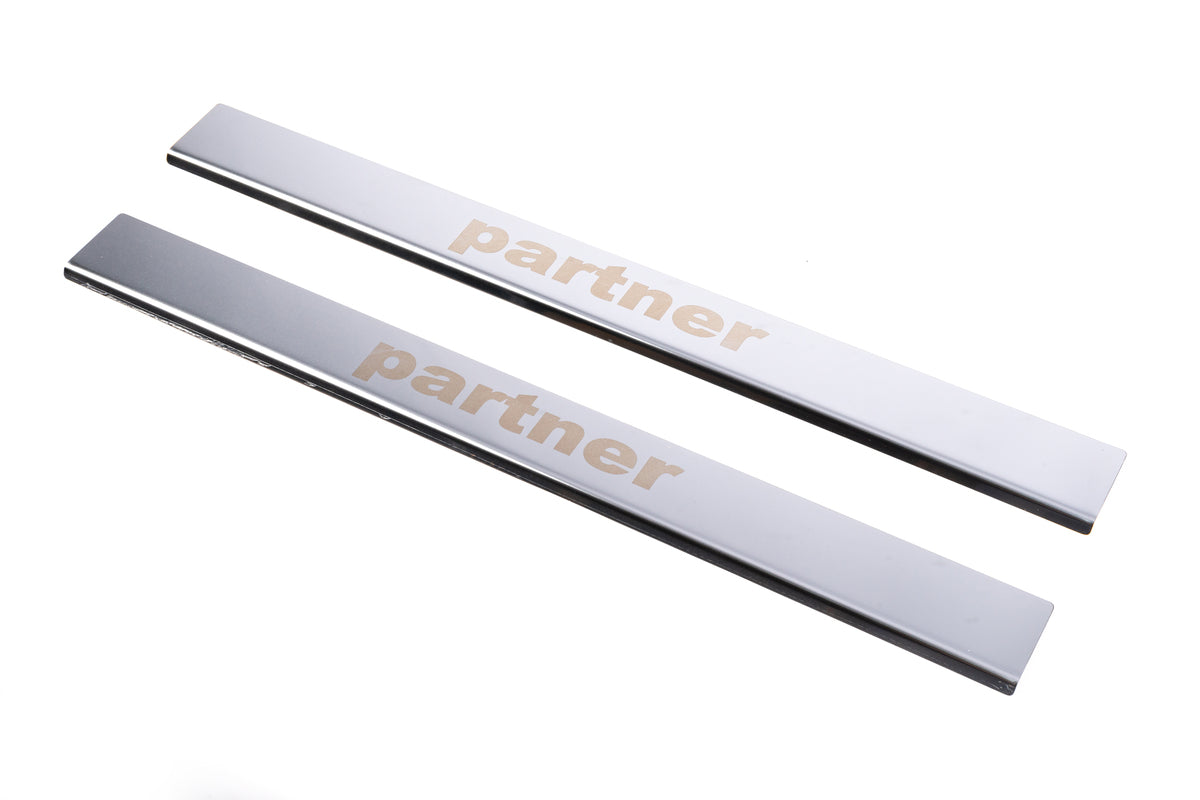 Door Sill Protectors V1 (Carmos, 2 pcs, Stainless Steel) for Peugeot Partner 1996-2008 - image 1