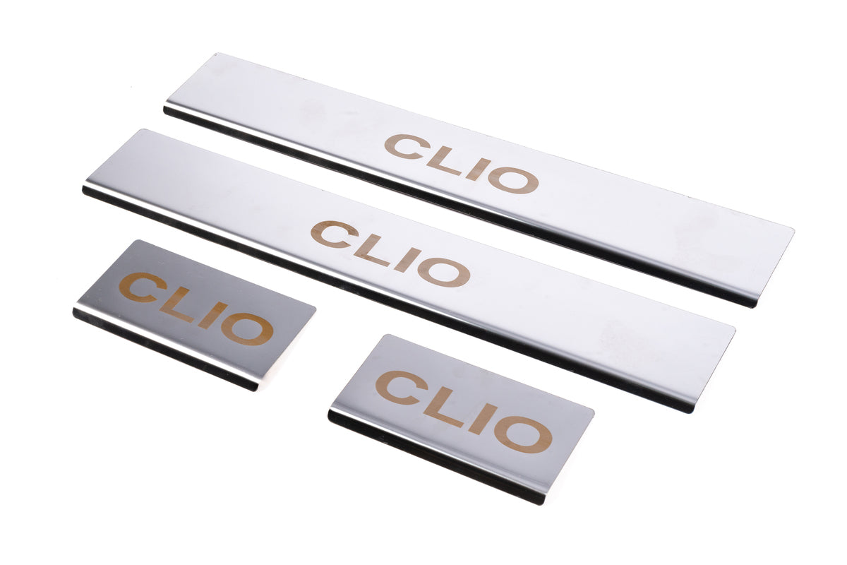 Carmos Door Sill Protectors (4 pcs, Stainless Steel) for Renault Clio III 2005-2012 - image 1