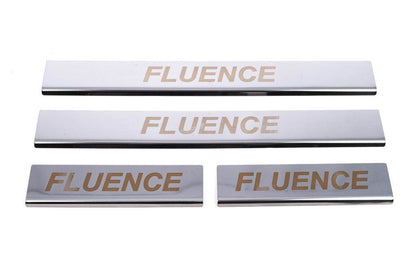 Door sill plates Carmos V1 (4 pcs., stainless steel) for Renault Fluence 2009-2016 - Reelken Auto