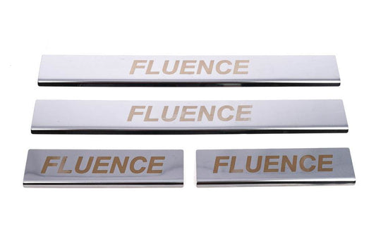 Door sill plates Carmos V1 (4 pcs., stainless steel) for Renault Fluence 2009-2016 - Reelken Auto