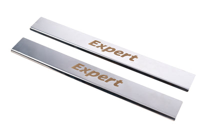 Stainless Steel Door Sill Protectors (Carmos, 2 pcs) for Peugeot Expert 2007-2016 - image 1