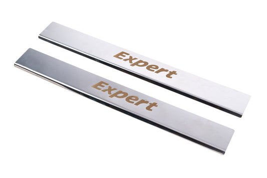 Stainless Steel Door Sill Protectors (Carmos, 2 pcs) for Peugeot Expert 2007-2016 - image 1
