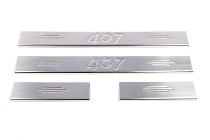 Stainless Steel Door Sill Protectors (Carmos V2, 4 pcs) for Peugeot 407 2004-2011 - image 2