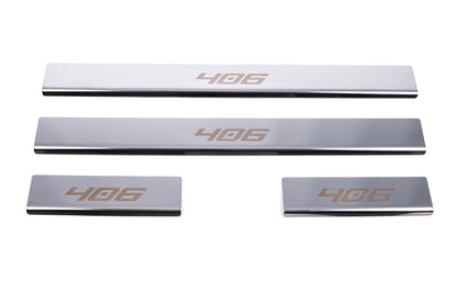 Carmos Door Sill Protectors (4 pcs, Stainless Steel) for Peugeot 406 1995-2004 - image 2