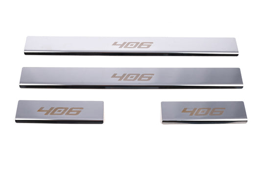 Carmos Door Sill Protectors (4 pcs, Stainless Steel) for Peugeot 406 1995-2004 - image 2