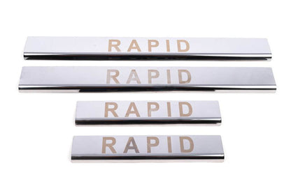 Door sills Carmos V1 (4 pcs, stainless steel) for Skoda Rapid 2012-2019 - Reelken Auto
