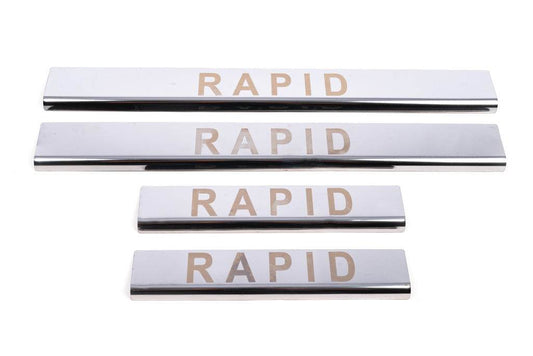 Door sills Carmos V1 (4 pcs, stainless steel) for Skoda Rapid 2012-2019 - Reelken Auto