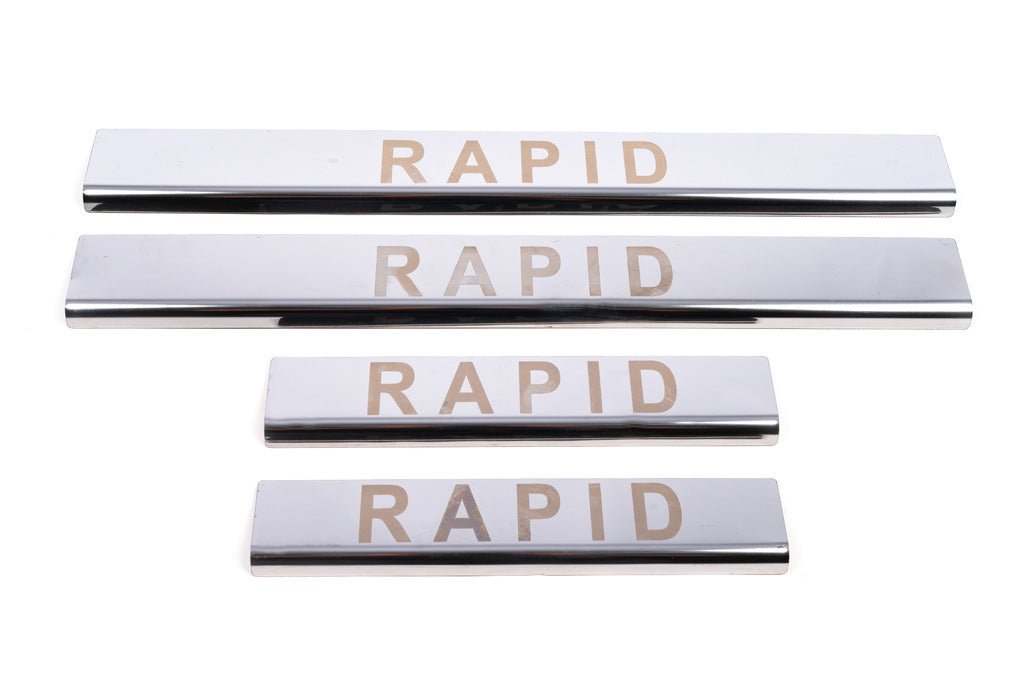 Door Sill Protectors Carmos V1 (4 pcs, Stainless Steel) for Skoda Rapid 2012-2019 - image 2