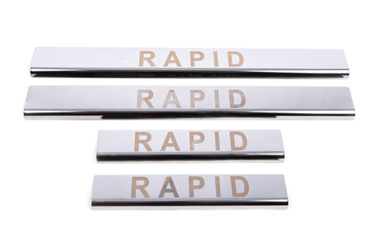 Door Sill Protectors Carmos V1 (4 pcs, Stainless Steel) for Skoda Rapid 2012-2019 - image 2