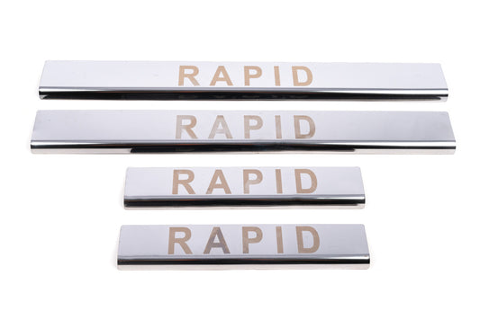 Door Sill Protectors Carmos V1 (4 pcs, Stainless Steel) for Skoda Rapid 2012-2019 - image 2