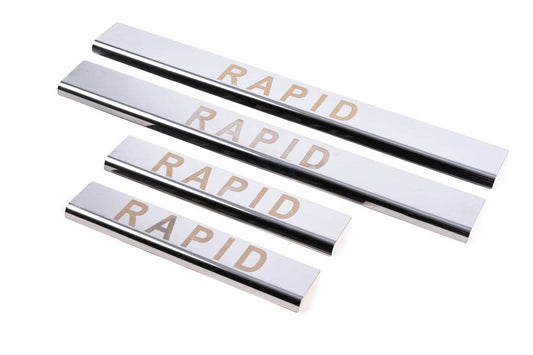 Door sills Carmos V1 (4 pcs, stainless steel) for Skoda Rapid 2012-2019 - Reelken Auto