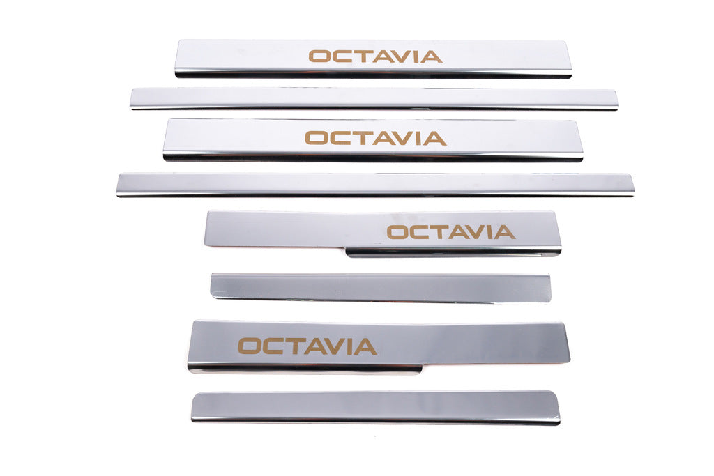 Door Sill Protectors Carmos V1 (8 pcs, Stainless Steel) for Skoda Octavia III A7 2013-2019 - image 4