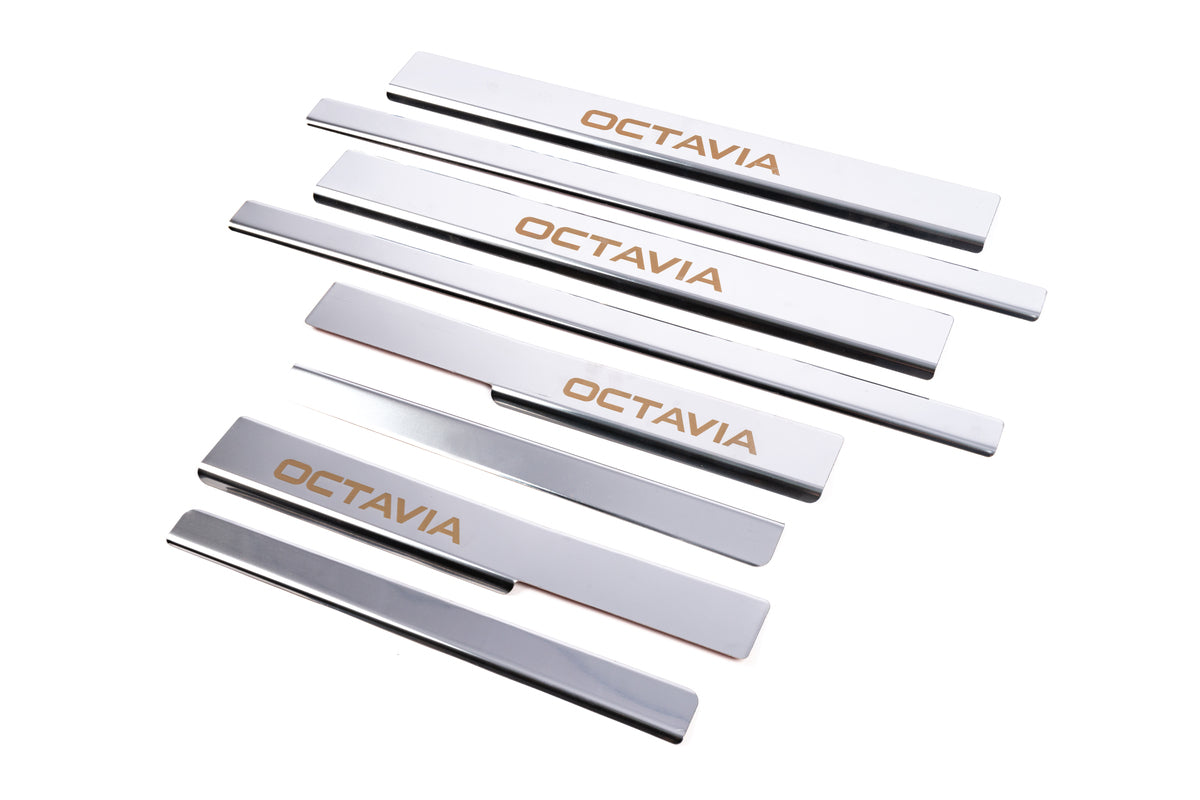 Door Sill Protectors Carmos V1 (8 pcs, Stainless Steel) for Skoda Octavia III A7 2013-2019 - image 3