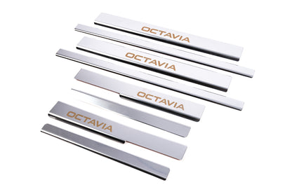 Door Sill Protectors Carmos V1 (8 pcs, Stainless Steel) for Skoda Octavia III A7 2013-2019 - image 3