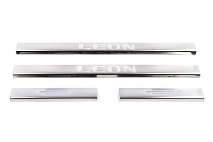 Door sill plates Carmos V1 (4 pcs., stainless steel) for Seat Leon 2013-2020 - Reelken Auto