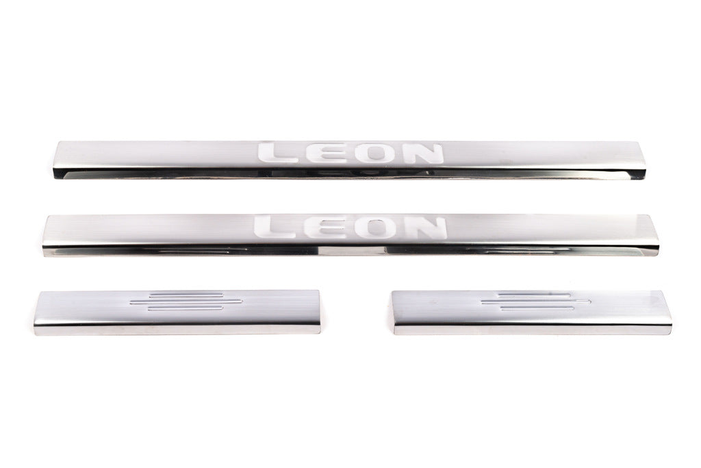 Door Sill Protectors Carmos V1 (4 pcs, Stainless Steel) for Seat Leon 2013-2020 - image 2