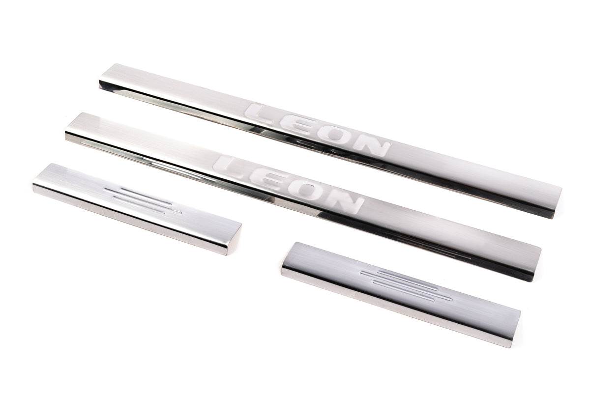 Door sill plates Carmos V1 (4 pcs., stainless steel) for Seat Leon 2013-2020 - Reelken Auto