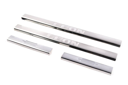 Door sill plates Carmos V1 (4 pcs., stainless steel) for Seat Leon 2013-2020 - Reelken Auto