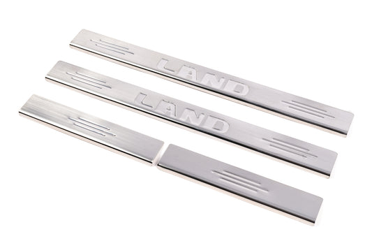 Carmos Door Sill Protectors (4 pcs, Stainless Steel) for Toyota Land Cruiser 100 1998-2007 - image 1