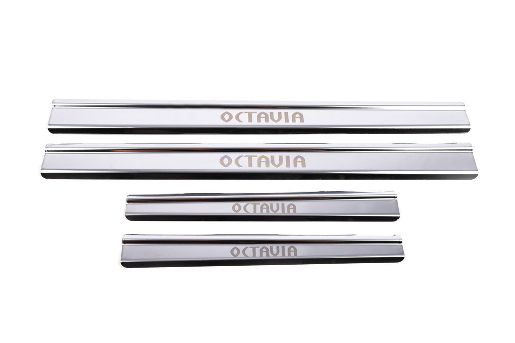 Carmos Door Sill Protectors (4 pcs, Stainless Steel) for Skoda Octavia I Tour A4 1996-2010 - image 2