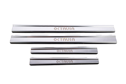 Carmos Door Sill Protectors (4 pcs, Stainless Steel) for Skoda Octavia I Tour A4 1996-2010 - image 2