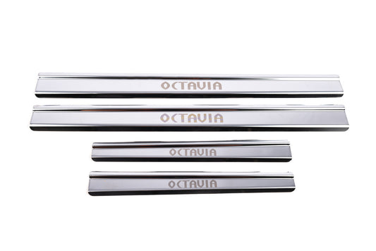 Carmos Door Sill Protectors (4 pcs, Stainless Steel) for Skoda Octavia I Tour A4 1996-2010 - image 2
