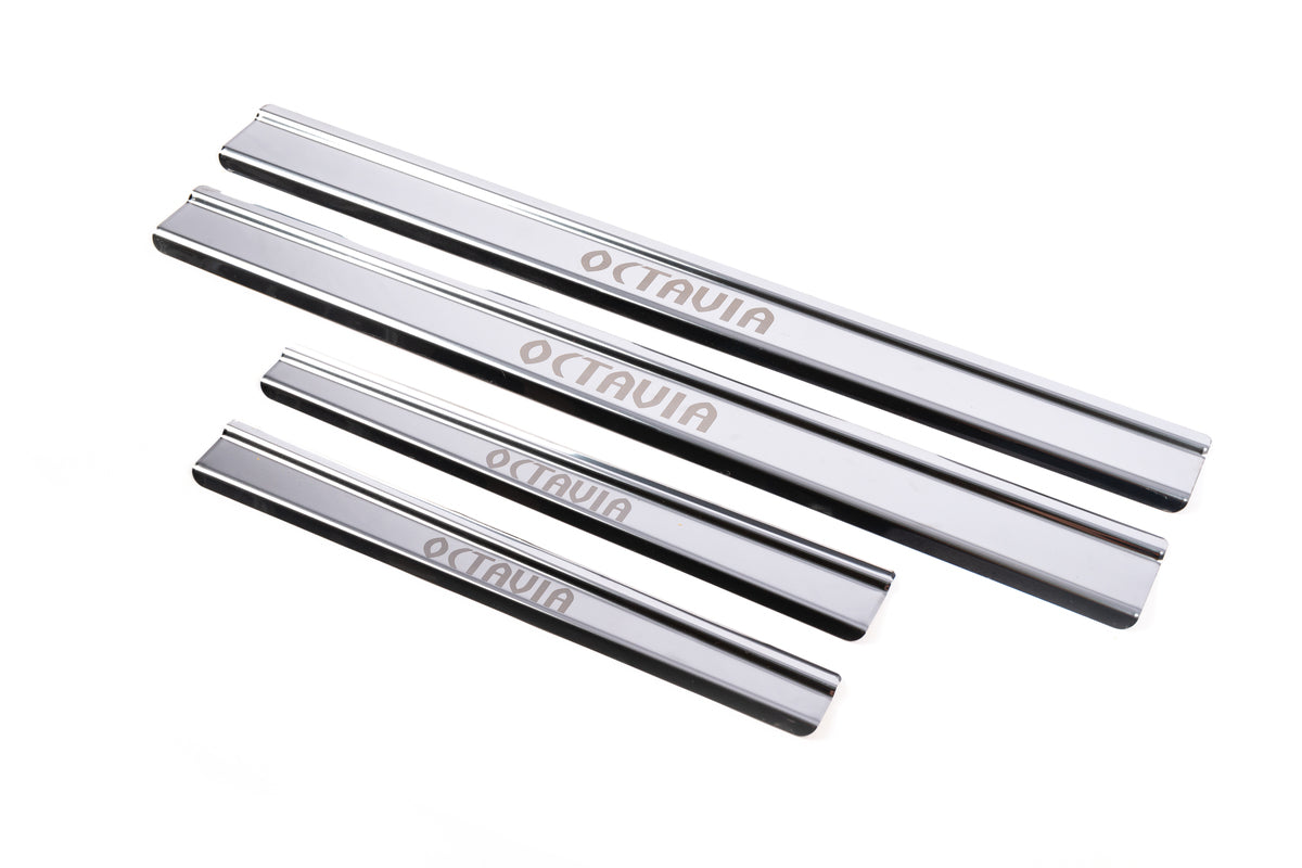 Carmos Door Sill Protectors (4 pcs, Stainless Steel) for Skoda Octavia I Tour A4 1996-2010 - image 1