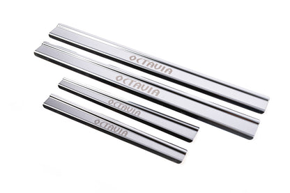 Carmos Door Sill Protectors (4 pcs, Stainless Steel) for Skoda Octavia I Tour A4 1996-2010 - image 1