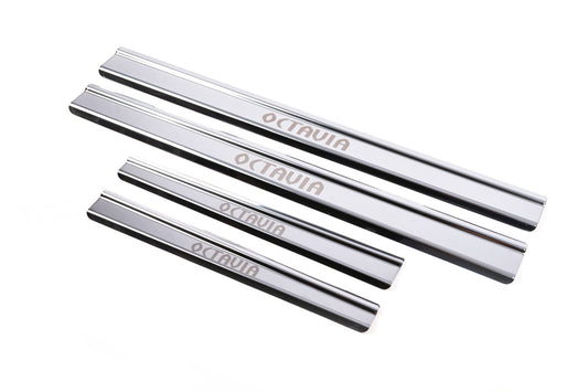 Carmos Door Sill Protectors (4 pcs, Stainless Steel) for Skoda Octavia I Tour A4 1996-2010 - image 1