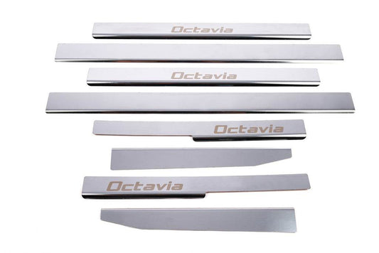 Door sills Carmos (8 pieces, stainless.) for Skoda Octavia II A5 2006-2010 - Reelken Auto