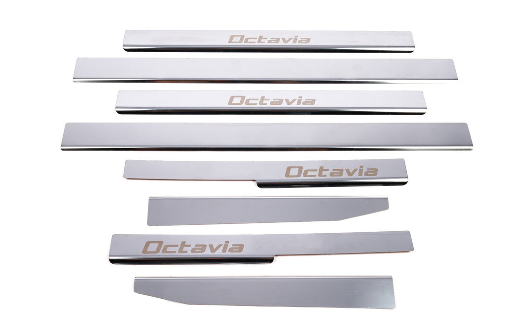 Carmos Door Sill Protectors (8 pcs, Stainless Steel) for Skoda Octavia II A5 2010-2013 - image 4