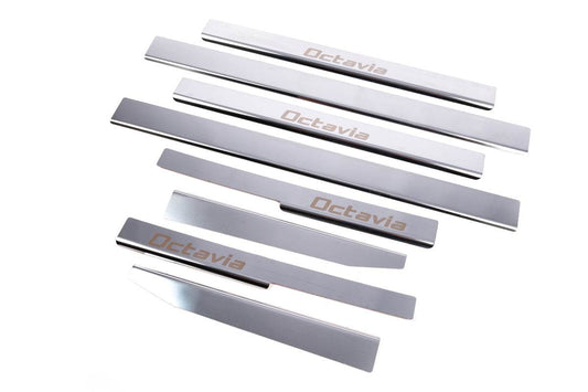Door sills Carmos (8 pieces, stainless.) for Skoda Octavia II A5 2006-2010 - Reelken Auto