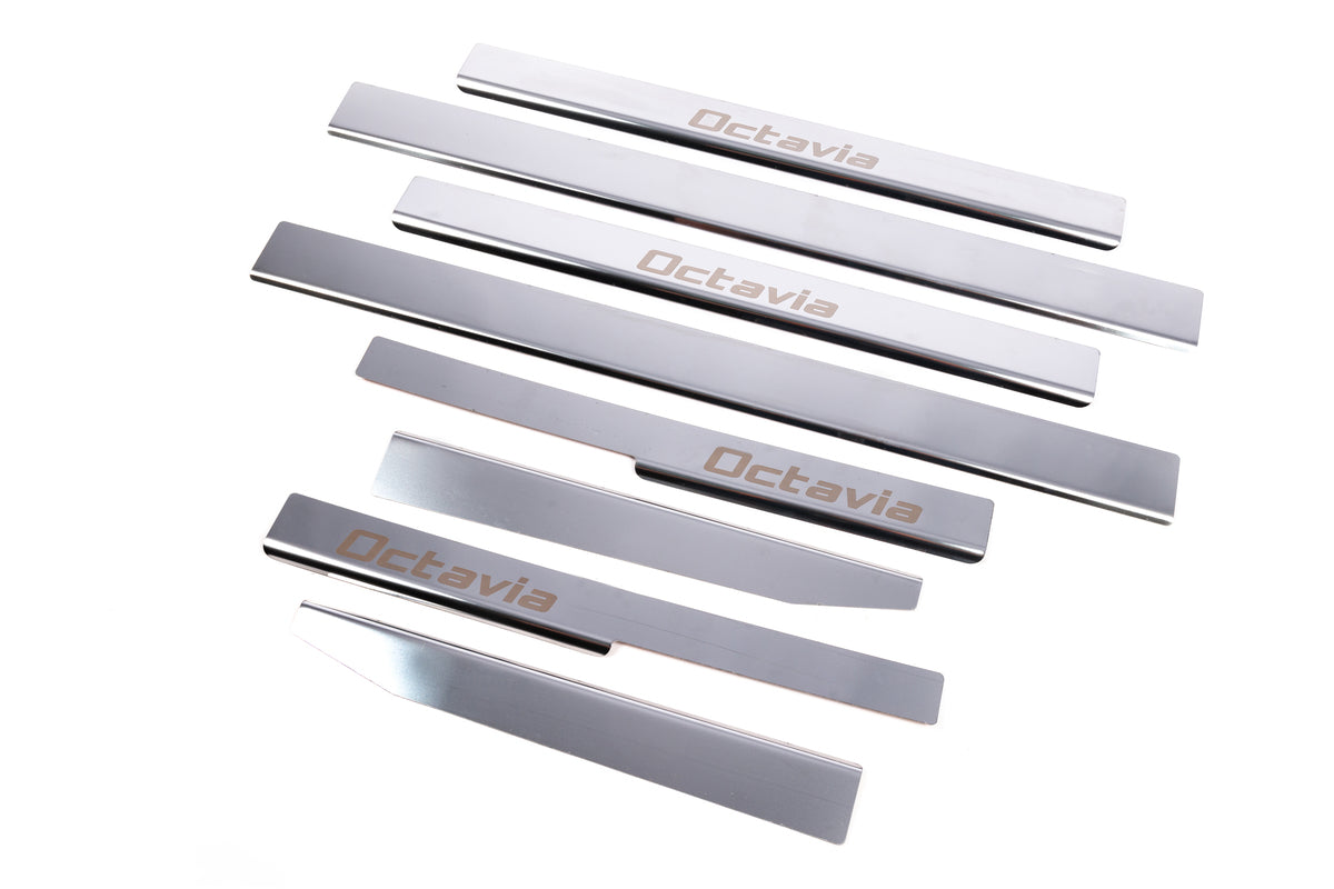 Carmos Door Sill Protectors (8 pcs, Stainless Steel) for Skoda Octavia II A5 2010-2013 - image 3