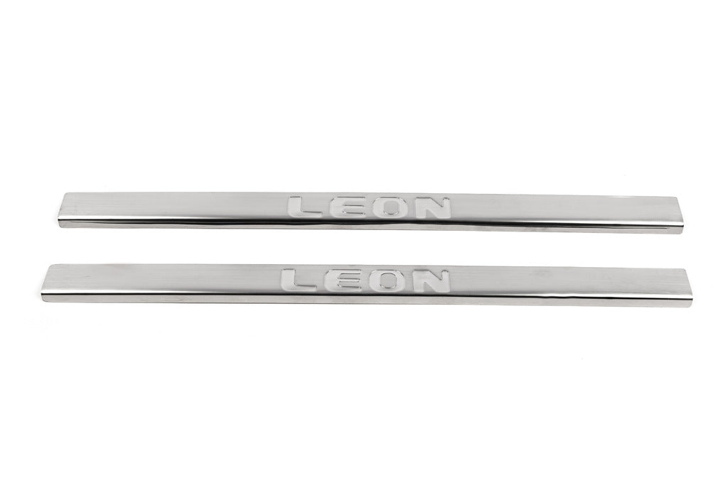 Carmos Door Sill Protectors (2-door, Stainless Steel) for Seat Leon 2013-2020 - image 2