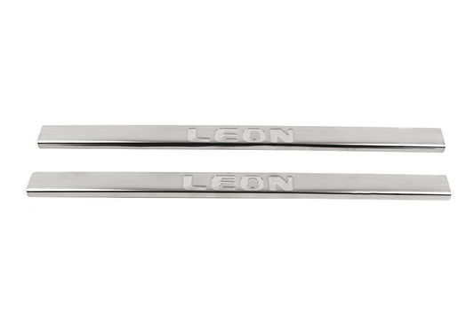Carmos Door Sill Protectors (2-door, Stainless Steel) for Seat Leon 2013-2020 - image 2