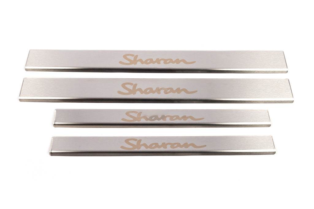 Door sills Carmos V1 (4 pcs, stainless steel) for Volkswagen Sharan 1995-2010 - Reelken Auto