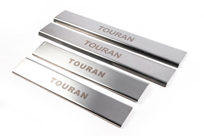 Interior door sill covers (4 pcs, stainless steel) for Volkswagen Touran 2003-2010 - image 1