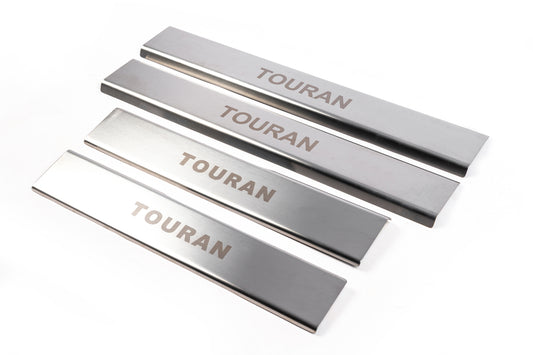 Interior door sill covers (4 pcs, stainless steel) for Volkswagen Touran 2003-2010 - image 1