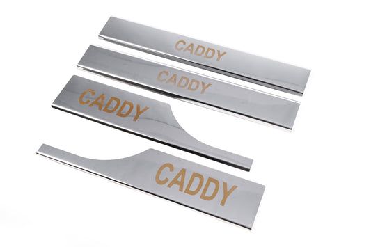 Interior door sill covers (Carmos, stainless steel) for Volkswagen Caddy 2010-2015 - image 1