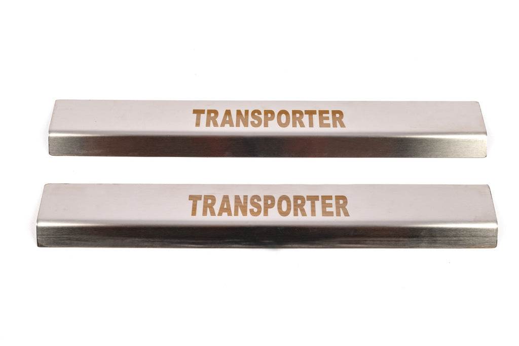 Door sills Carmos V1 (2 pcs, stainless steel) for Volkswagen T5 Transporter 2003-2010 - Reelken Auto
