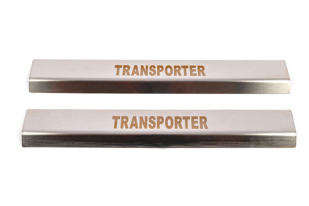 Carmos V1 Stainless Steel Door Sill Protectors (2 pcs) for Volkswagen T5 Transporter 2003-2010 - image 2