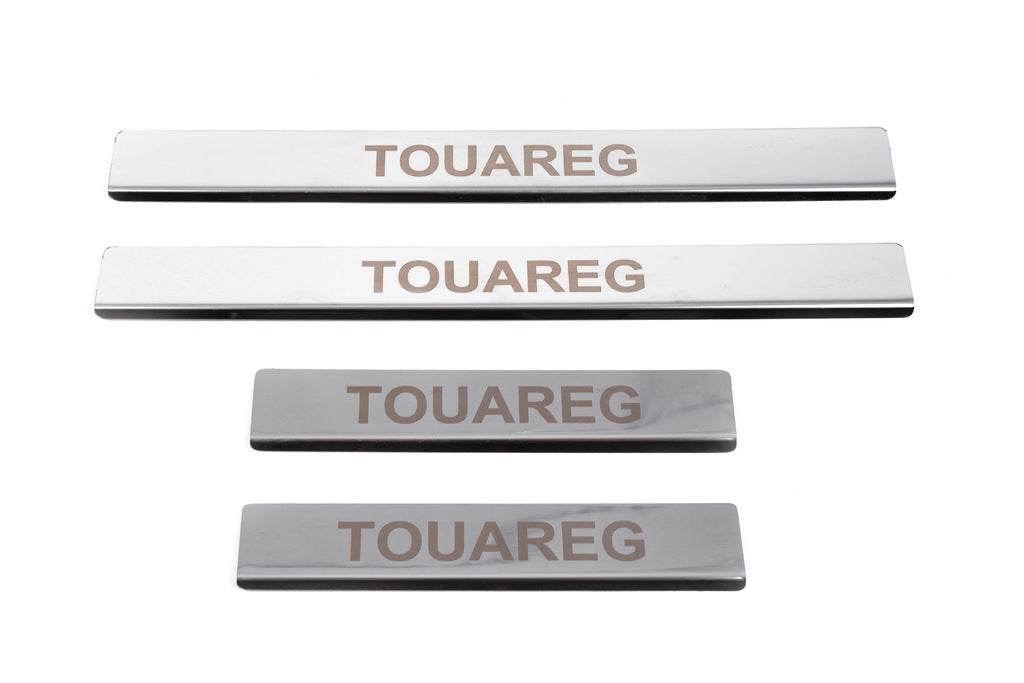 Pads for door sills Carmos V1 (4 pieces, stainless steel.) for Volkswagen Touareg 2002-2010 - Reelken Auto