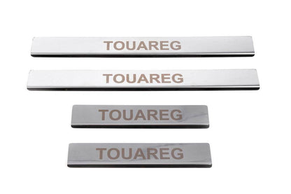 Pads for door sills Carmos V1 (4 pieces, stainless steel.) for Volkswagen Touareg 2002-2010 - Reelken Auto