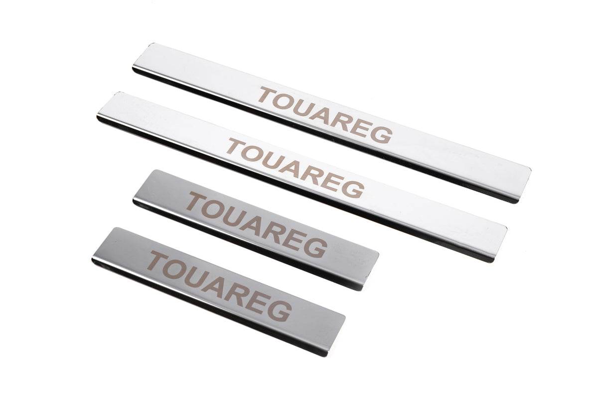 Pads for door sills Carmos V1 (4 pieces, stainless steel.) for Volkswagen Touareg 2002-2010 - Reelken Auto