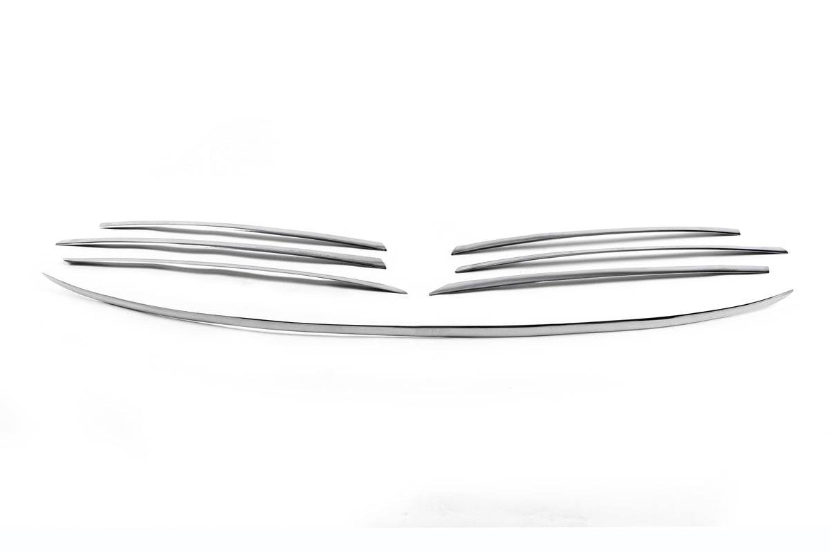 Pads on the edging of the radiator grill (2000-2002, 7 parts, stainless steel) for Mercedes Sprinter W901/902/903/904/905 1995-2006 - Reelken Auto