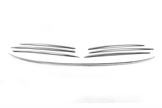 Pads on the edging of the radiator grill (2000-2002, 7 parts, stainless steel) for Mercedes Sprinter W901/902/903/904/905 1995-2006 - Reelken Auto