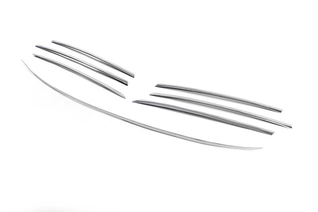 Pads on the edging of the radiator grill (2000-2002, 7 parts, stainless steel) for Mercedes Sprinter W901/902/903/904/905 1995-2006 - Reelken Auto