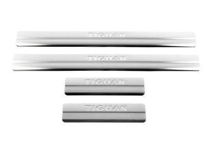 Omsa threshold pads (4 pcs., stainless steel) for Volkswagen Tiguan 2007-2016 - Reelken Auto