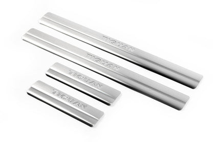 Omsa threshold pads (4 pcs., stainless steel) for Volkswagen Tiguan 2007-2016 - Reelken Auto