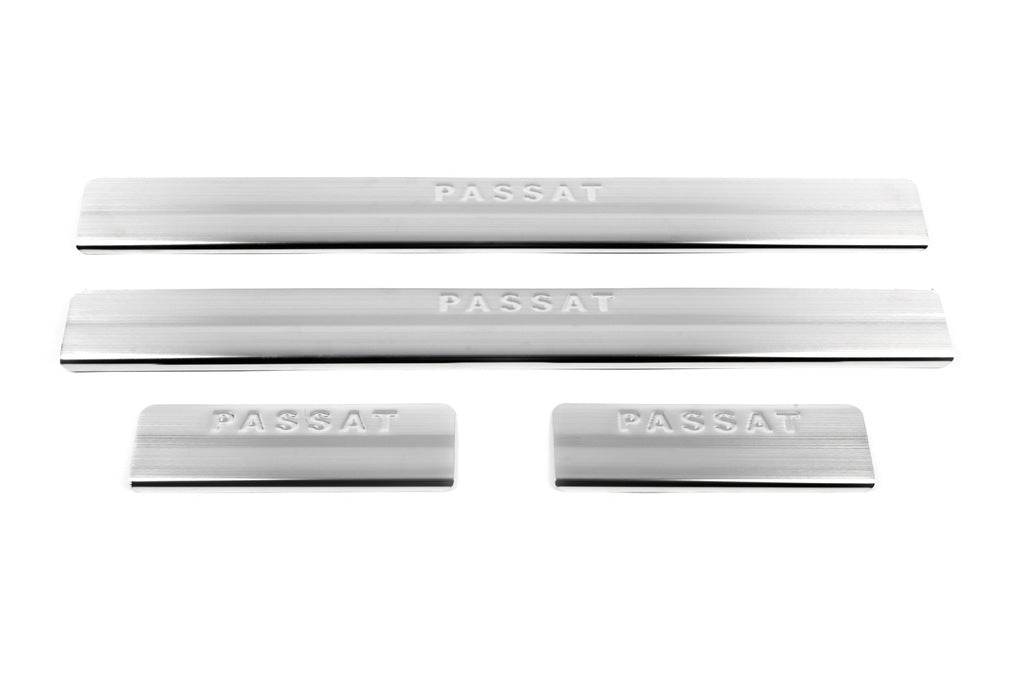 Door sills OmsaLine (4 pieces, stainless steel) for Volkswagen Passat B5 1997-2005 - Reelken Auto